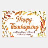 Sticker Rectangulaire Custom Happy Thanksgiving Autumn Leaves Business (Devant)