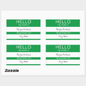 Sticker Rectangulaire Custom HELLO Mon Nom Pronouns Est Un Badge (Feuille)