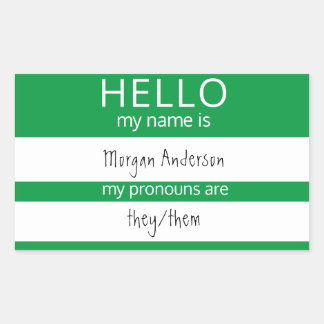 Sticker Rectangulaire Custom HELLO Mon Nom Pronouns Est Un Badge