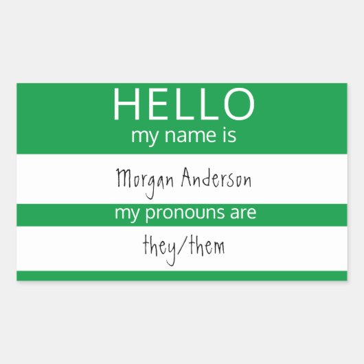 Sticker Rectangulaire Custom HELLO Mon Nom Pronouns Est Un Badge (Devant)