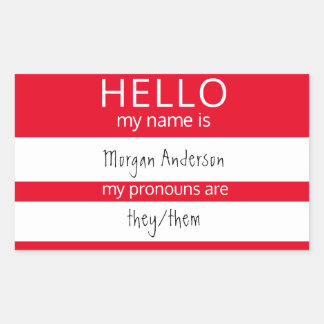 Sticker Rectangulaire Custom HELLO Mon Nom Pronouns Est Un Badge