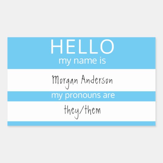 Sticker Rectangulaire Custom HELLO Mon Nom Pronouns Est Un Badge (Devant)