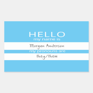 Sticker Rectangulaire Custom HELLO Mon Nom Pronouns Est Un Badge