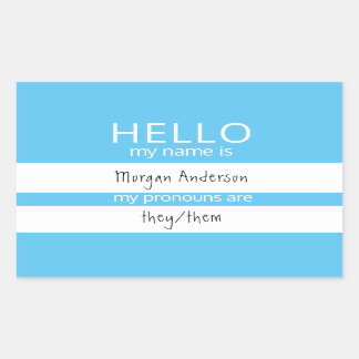 Sticker Rectangulaire Custom HELLO Mon Nom Pronouns Est Un Badge