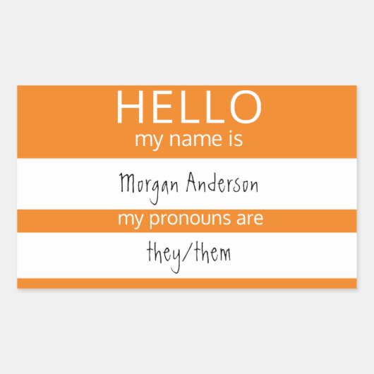 Sticker Rectangulaire Custom HELLO Mon Nom Pronouns Est Un Badge (Devant)