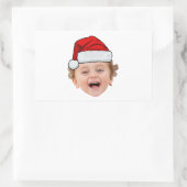 Sticker Rectangulaire Custom Santa Hat Stickers, Face Photo Christmas (Sac)