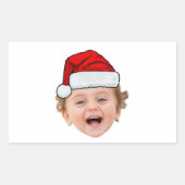 Sticker Rectangulaire Custom Santa Hat Stickers, Face Photo Christmas (Devant)