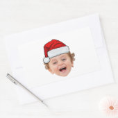 Sticker Rectangulaire Custom Santa Hat Stickers, Face Photo Christmas (Enveloppe)