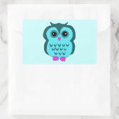 Sticker Rectangulaire Cute Aqua Owl Pieds roses (Sac)