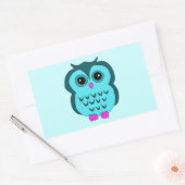 Sticker Rectangulaire Cute Aqua Owl Pieds roses (Enveloppe)