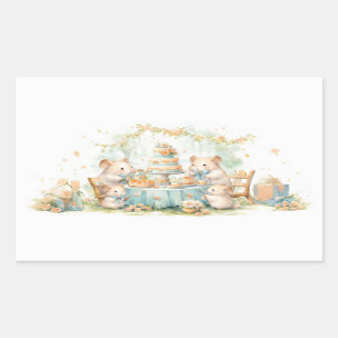 Sticker Rectangulaire Cute aquarelle Hamster Garden Party