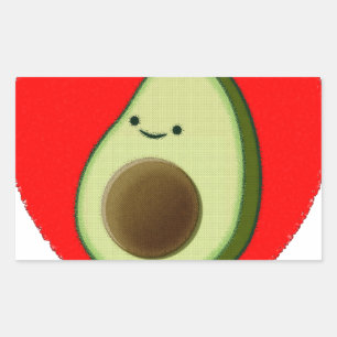 Sticker Rectangulaire Cute Avocado Dans Le Coeur Rouge