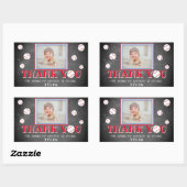 Sticker Rectangulaire Cute Baseball Chalkboard Anniversaire Merci Photo (Feuille)