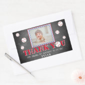 Sticker Rectangulaire Cute Baseball Chalkboard Anniversaire Merci Photo (Enveloppe)