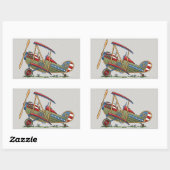 Sticker Rectangulaire Cute Biplane (Feuille)