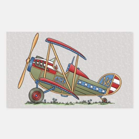 Sticker Rectangulaire Cute Biplane (Devant)