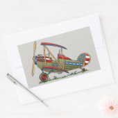 Sticker Rectangulaire Cute Biplane (Enveloppe)