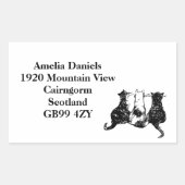 Sticker Rectangulaire Cute Black and White Cats Adresse de retour (Devant)