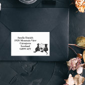 Sticker Rectangulaire Cute Black and White Cats Adresse de retour