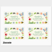 Sticker Rectangulaire Cute Bug Ladybug Buttefly Kids 1st Birthday  (Feuille)