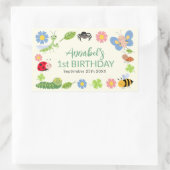 Sticker Rectangulaire Cute Bug Ladybug Buttefly Kids 1st Birthday  (Sac)