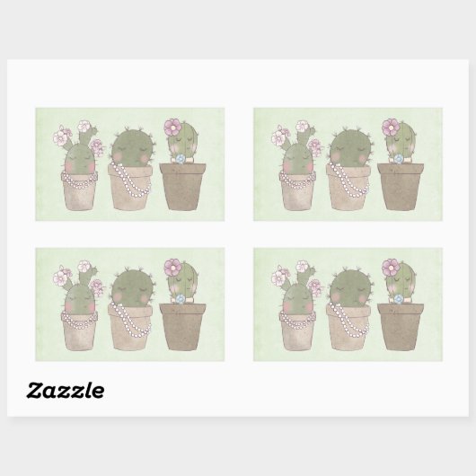 Sticker Rectangulaire Cute Cactus (Feuille)