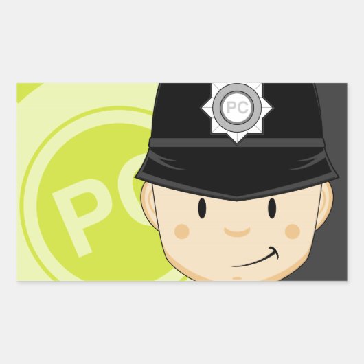 Sticker Rectangulaire Cute Cartoon policier britannique (Devant)