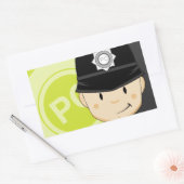 Sticker Rectangulaire Cute Cartoon policier britannique (Enveloppe)