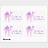 Sticker Rectangulaire Cute chameau nom plaque d'immatriculation violet i (Feuille)