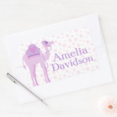 Sticker Rectangulaire Cute chameau nom plaque d'immatriculation violet i (Enveloppe)