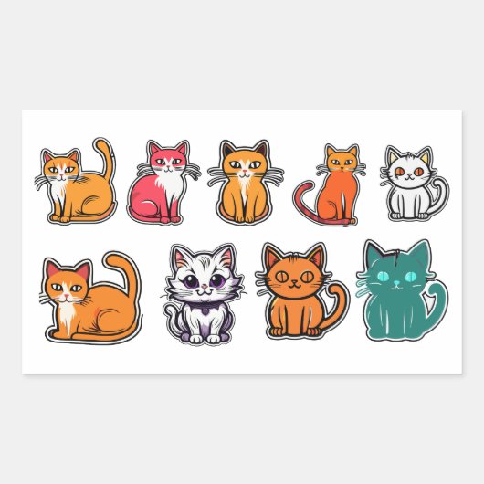 Sticker Rectangulaire Cute chat (Devant)