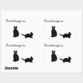 Sticker Rectangulaire Cute chat Kitty Noir (Feuille)