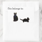 Sticker Rectangulaire Cute chat Kitty Noir (Sac)