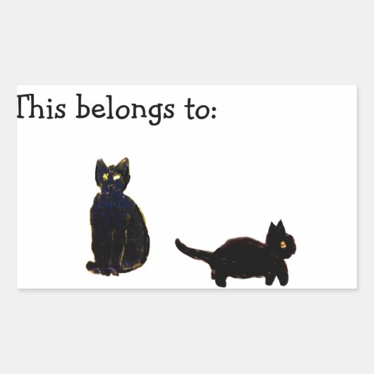 Sticker Rectangulaire Cute chat Kitty Noir (Devant)
