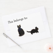 Sticker Rectangulaire Cute chat Kitty Noir (Enveloppe)