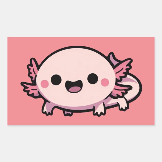 Sticker Rectangulaire Cute Chibi Axolotl (Devant)