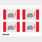 Sticker Rectangulaire Cute elephant with hewhimsical love (Feuille)