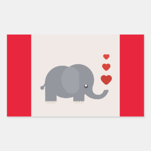 Sticker Rectangulaire Cute elephant with hewhimsical love