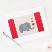 Sticker Rectangulaire Cute elephant with hewhimsical love (Enveloppe)