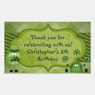 Sticker Rectangulaire Cute Fuzzies et Clochers Merci irlandais Anniversa