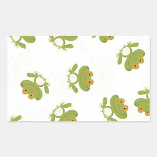 Sticker Rectangulaire Cute Grenouille verte