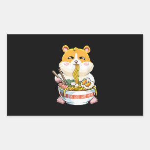Sticker Rectangulaire Cute Kawaii Hamster Ramen Anime