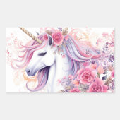 Sticker Rectangulaire Cute Magique Unicorne (Devant)