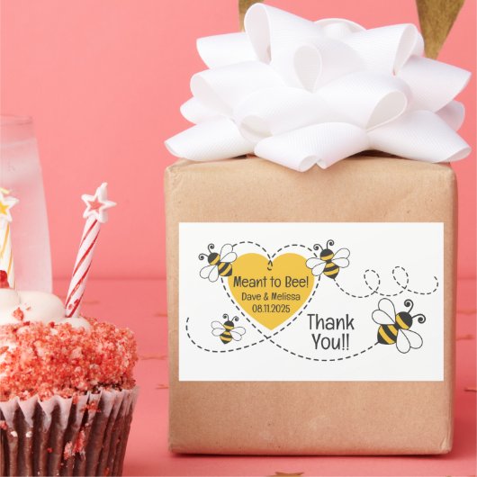 Sticker Rectangulaire Cute Meant to Bee Personalized Wedding  (Fête)