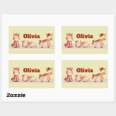 Sticker Rectangulaire Cute Petit Cheval Animal Nom Personnalisé (Feuille)