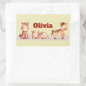 Sticker Rectangulaire Cute Petit Cheval Animal Nom Personnalisé (Sac)