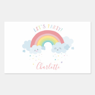 Sticker Rectangulaire CUTE RAINBOW CLOUDS kawaii couleurs pastel fête
