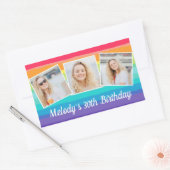 Sticker Rectangulaire Cute Rainbow Photo Collage Personnalisé Anniversai (Enveloppe)
