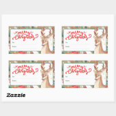 Sticker Rectangulaire Cute Reindeer Merry Christmas Lights (Feuille)