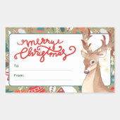 Sticker Rectangulaire Cute Reindeer Merry Christmas Lights (Devant)